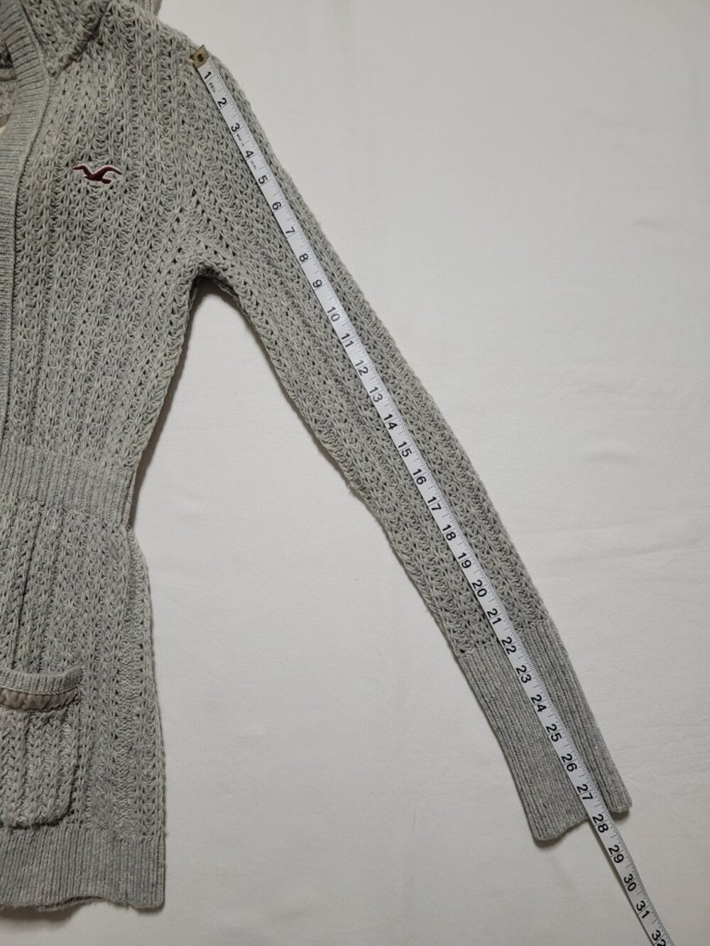Hollister Vintage Y2K Wool Blend Babydoll Cardigan Hooded Sweater Top 2000s Sz S - Picture 10 of 10